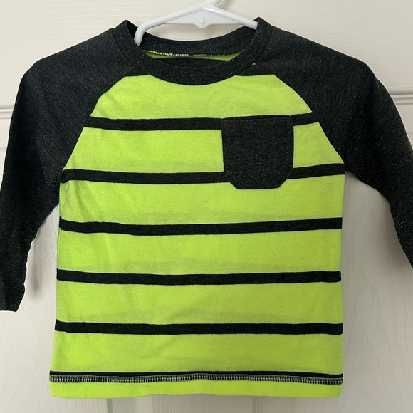 okie dokie Other - Baby boys Okie Dokie Neon Green/yellow and Gray Striped Long Sleeve Tee, 12 mo